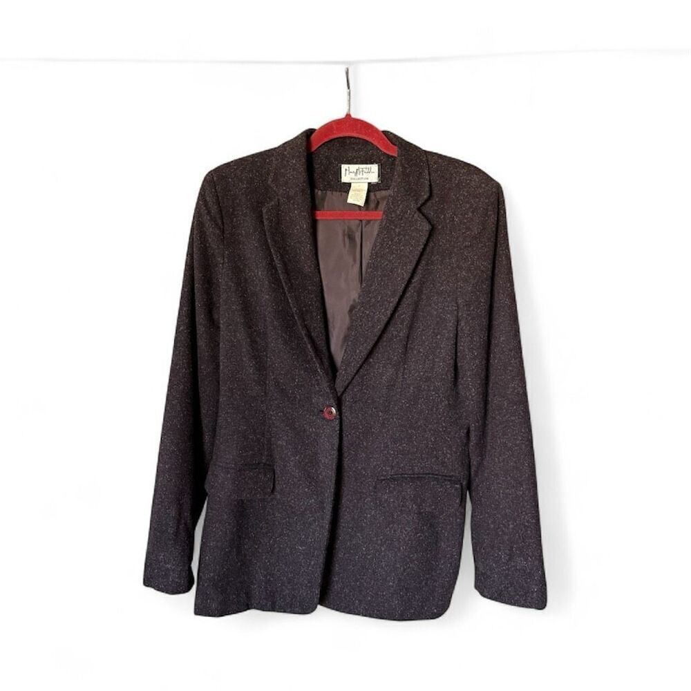 Vintage Mary McFadden Wool Blend Blazer Eggplant Dark Purple Size 6